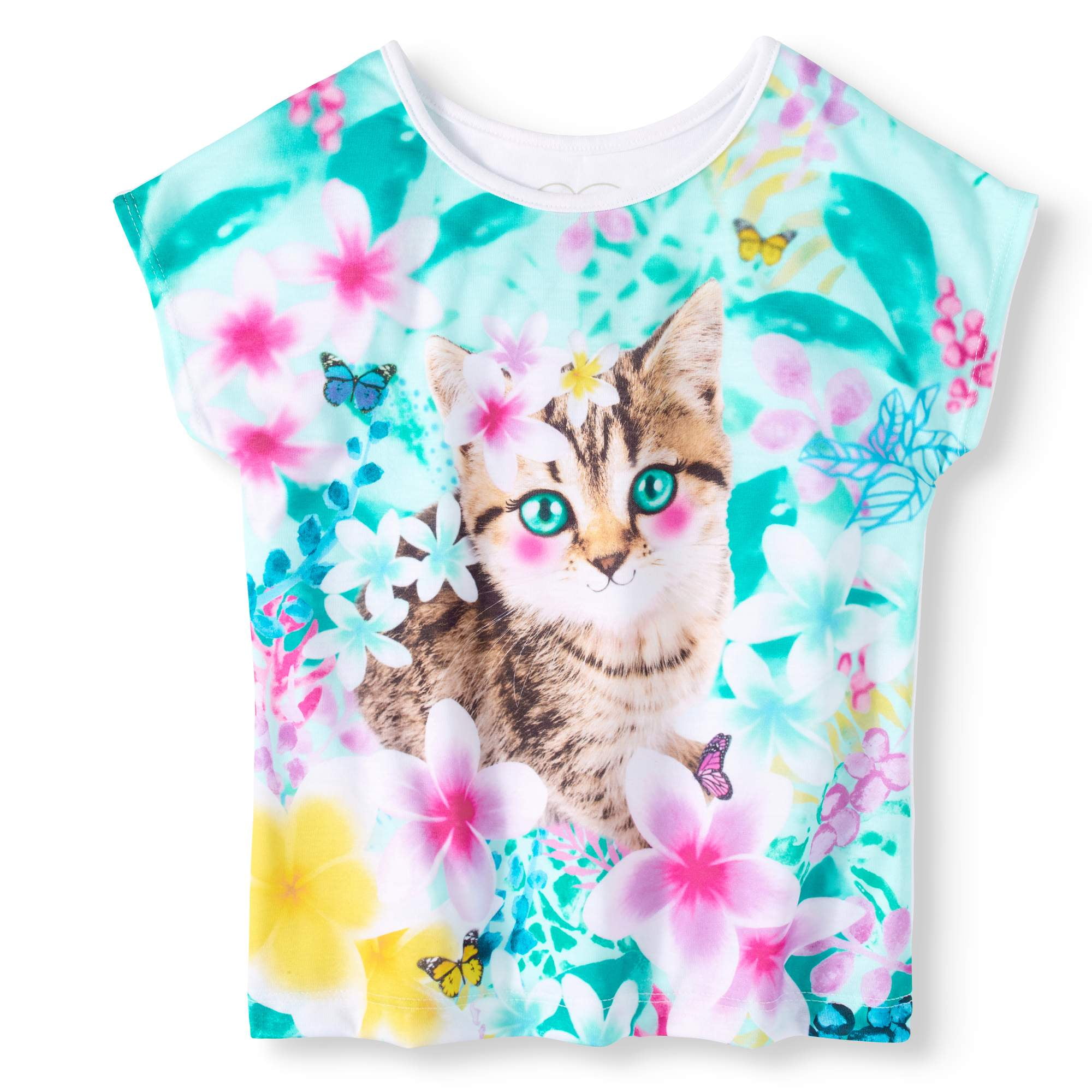 Girls cat top t shirt