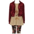 thumbnail image 1 of Little Girls 4 Pieces Girls Pant Set Hoodie Jacket Tank Top Leg Pant Clothing Set Burgundy 4 (J22KS19), 1 of 5