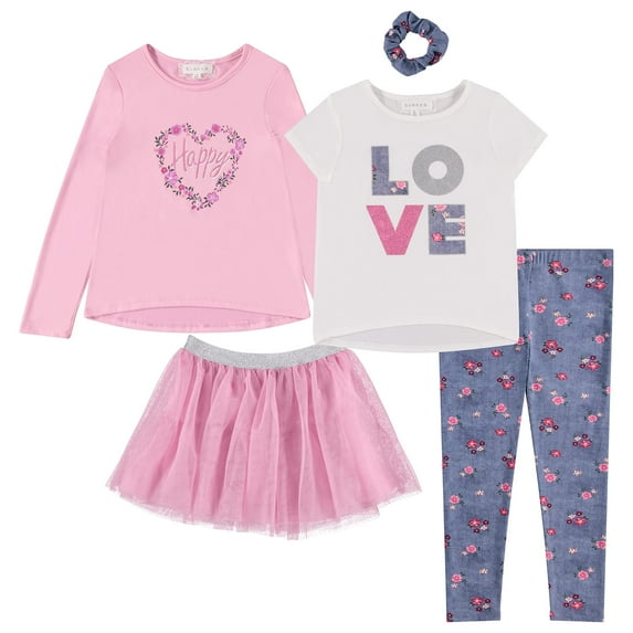 Little Girls 4pc wardrobe pack, Long Sleeve top, Short sleeve top, Tutu skirt, legging