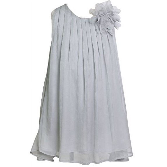 Little Girls Adorable Chiffon Mesh Flower Flowers Girls Dresses Silver Size 6