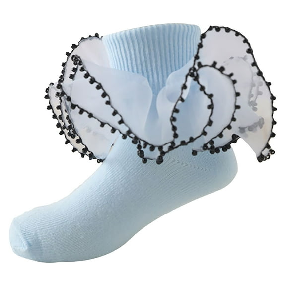 Little Girls Ankle Lace Socks Frilly Dress Socks Cute Ruffle Comfortable Frilly Ankle Socks Cotton Girl Socks Princess Style Ankle Socks for Kids Size 7-9
