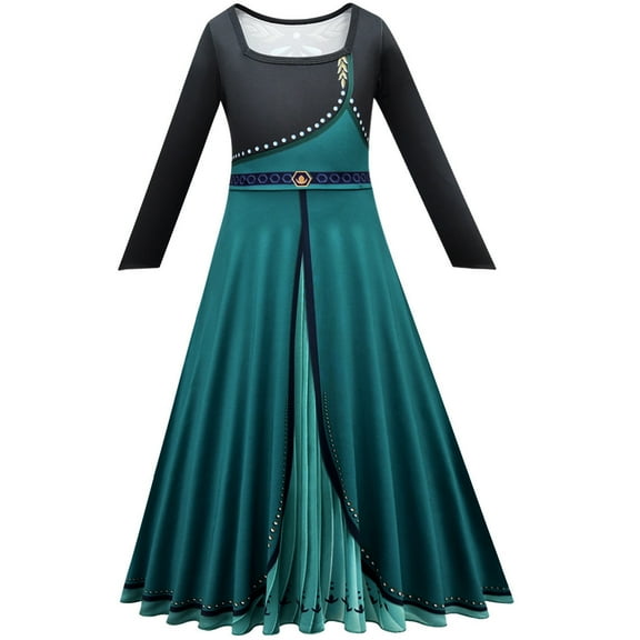 Little Girls Anna Queen Cosplay Dress Halloween Birthday Party Fancy Outfits