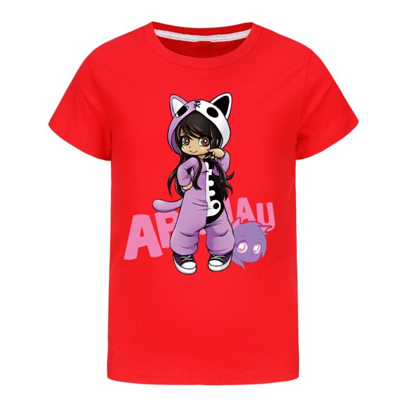 Little Girls Aphmaus T Shirt for Toddler Kids T-Shirt Graphic Short Sleeve Clothes Summer Cotton Tops Cute Anime Blouse 4-13 Years