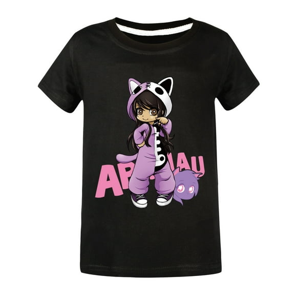 Little Girls Aphmaus T Shirt for Toddler Kids T-Shirt Graphic Short Sleeve Clothes Summer Cotton Tops Cute Anime Blouse 4-13 Years
