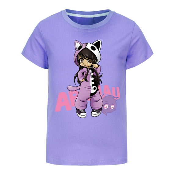Little Girls Aphmaus T Shirt for Toddler Kids T-Shirt Graphic Short Sleeve Clothes Summer Cotton Tops Cute Anime Blouse 4-13 Years