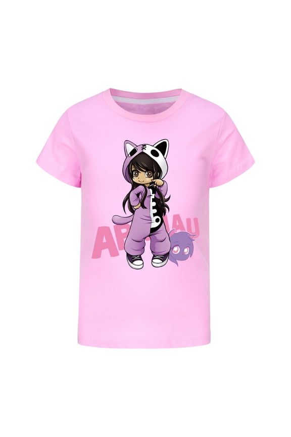 Little Girls Aphmaus T Shirt for Toddler Kids T-Shirt Graphic Short Sleeve Clothes Summer Cotton Tops Cute Anime Blouse 4-13 Years