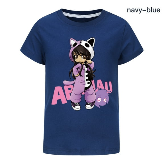Little Girls Aphmaus T Shirt for Toddler Kids T-Shirt Graphic Short Sleeve Clothes Summer Cotton Tops Cute Anime Blouse 4-13 Years