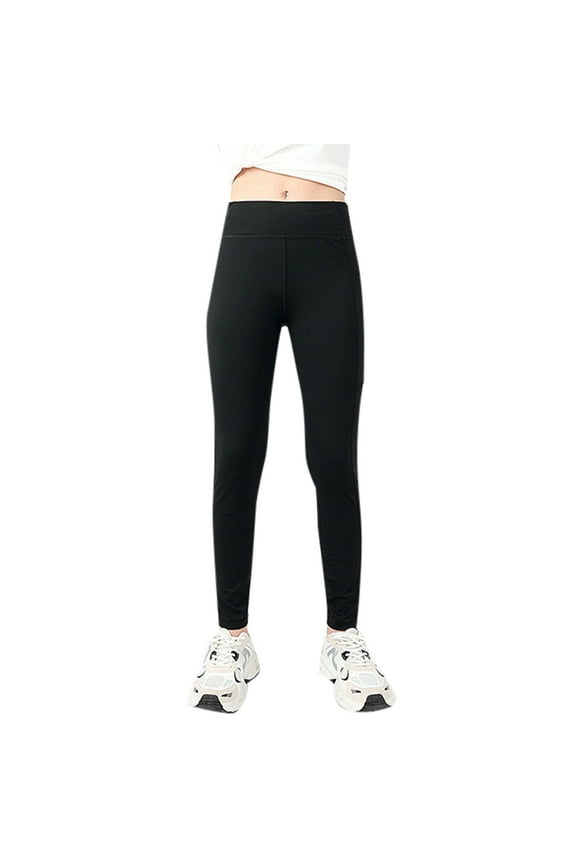 Little Girls Athletic Leggings Kids High Waist Running Yoga Pants Workout Active Dance Tights With Pockets