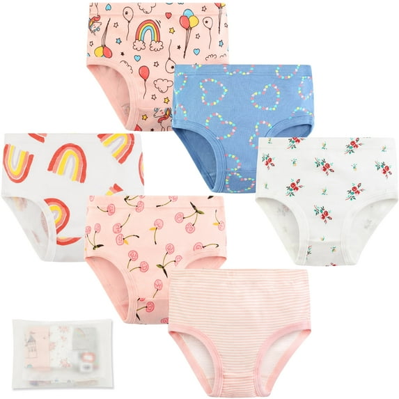 Little Girls Baby Soft Cotton Underwear Briefs, Uccdo Toddler Kids Padded Panties Undies, 6-Pack, 2-10T