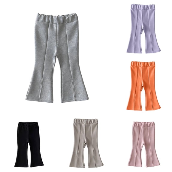 Little Girls Baggy Wide Leg Pants Fashion Flared Pants with Front Slit Autumn Casual Trousers Size 5-6T ,Gray