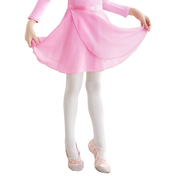 Little Girls Ballet Dance Chiffon Wrap Skate Wrap Skirt with Tie Waist