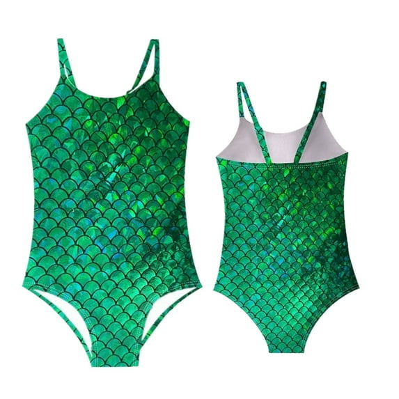 Little Girls Bathing Suits Bathing Suit 3D Printed Mermaid Fishscale Swimsuit 1Piece Swimwear for Swim for Little & Big Girls 7-8 Years