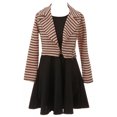 thumbnail image 1 of Little Girls Beautiful 2 Pieces Stripe Jacket Dress Rhinestones Holiday Flower Girl Dress Rose 4 (2J1K4S5), 1 of 4