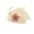 thumbnail image 1 of Little Girls Beret Hat Winter Warm Floral Berets French Toddler Baby Knit Cute Beanie Cap White, 3-48 Months, 1 of 3