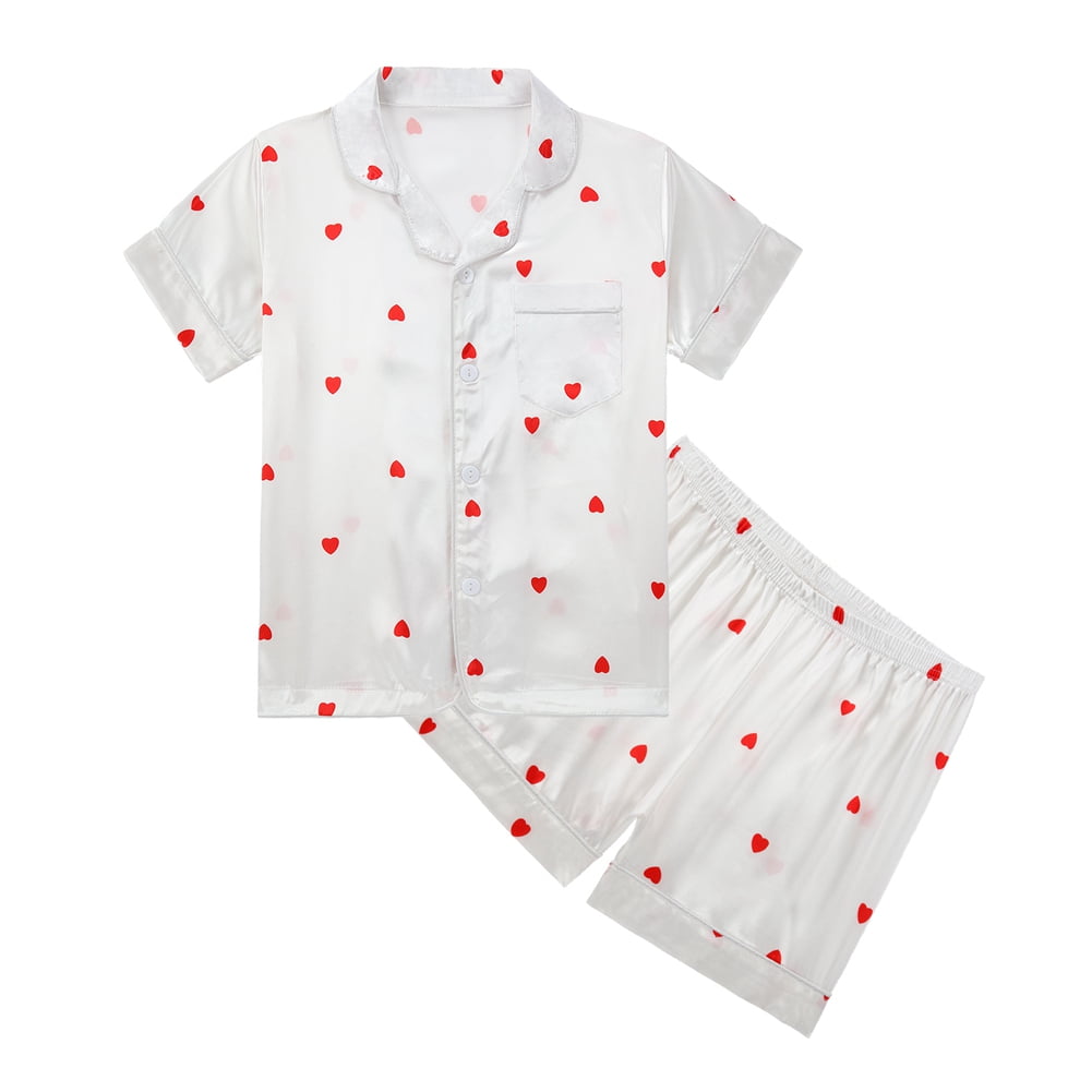 Little Girls Big Girls Button Down Pajamas Kids Short Sleeve Top Shorts
