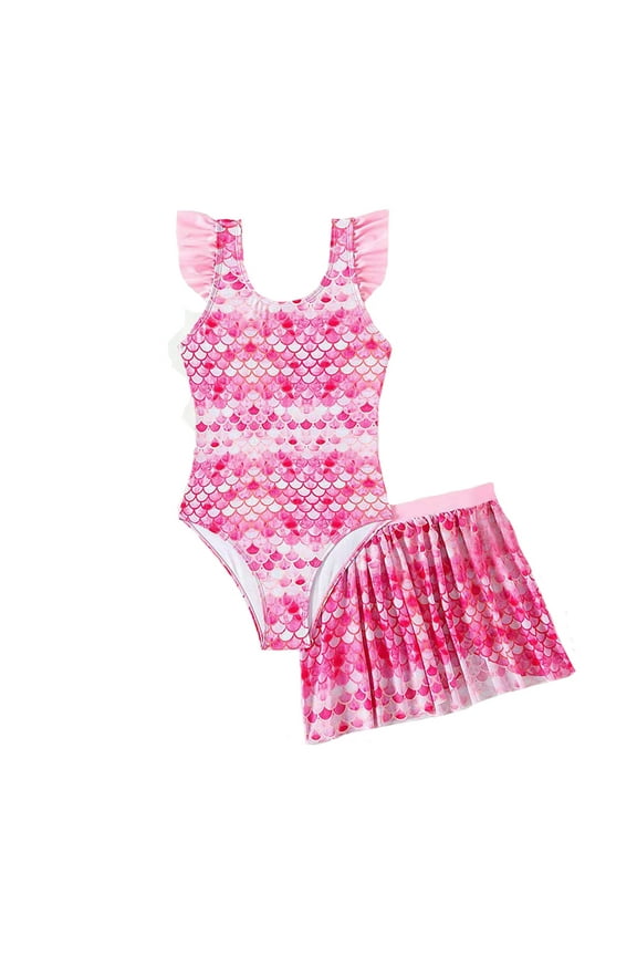 Little Girls Bikini Swimsuits 2 Piece Bikini Sets Hot Pink,7-8T Girls' Bikini Sets