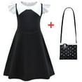 thumbnail image 1 of Little Girls Black Dress Short Sleeve Casual Cosplay Dresses w/Bag 3-8T, 1 of 6