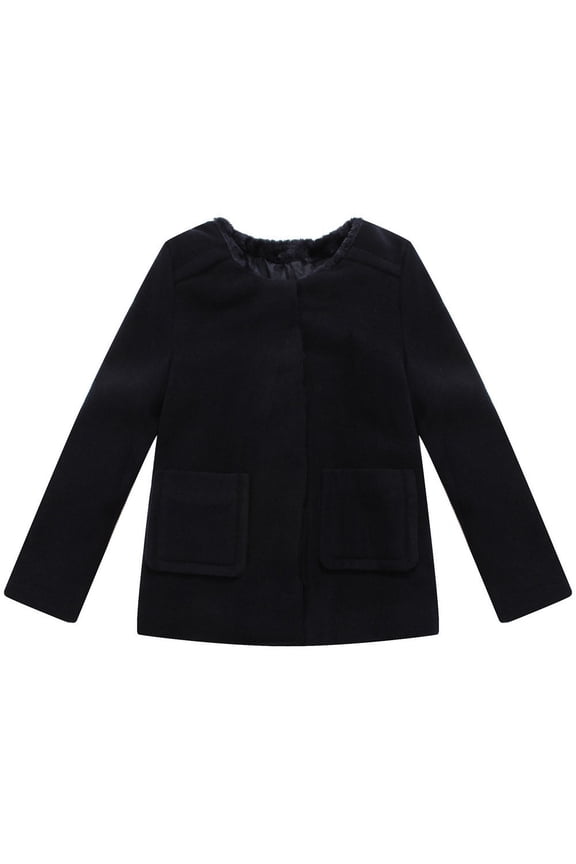 Little Girls Black Pockets Sweet Jacket 3