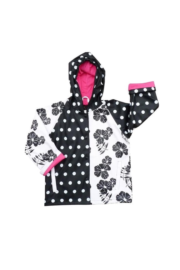Little Girls Black White Rain Coat 4T