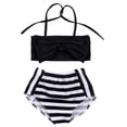 thumbnail image 1 of Little Girls Black and White Bowknot Stripe Bikini Swimsuit (100/2-3 Years), 1 of 4