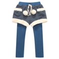 thumbnail image 1 of Little Girls Blue Shearling Trim Winter Shorts Leggings 1-6, 1 of 4