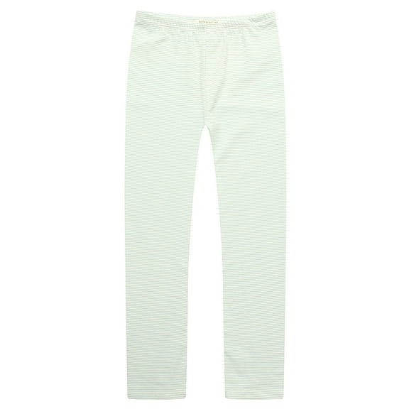 Little Girls Blue White Thin Stripe Stretchy Standard Leggings 3/4