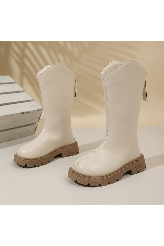 Little Girls Boots Fall And Winter Fashion Bow Knot Long Barrel Leather Little Girl Fashionable Princess Boots Snow Boots Fashion Outdoors Hiking Riding Casual Shoes