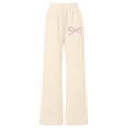 thumbnail image 1 of Little Girls Bow Drawstring Loose Fit Lightweight Straight Leg Athletic Casual Jogger Pants, 1 of 4