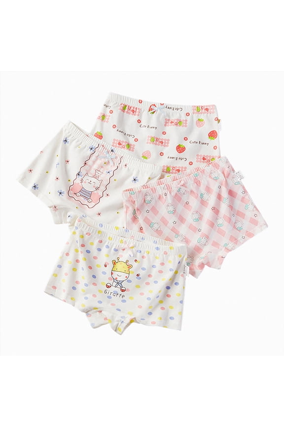 Little Girls Boy Shorts Organic Cotton Panties Overlocked Seams Toddler Size Everyday Use Girls' Underwear Pack of 4