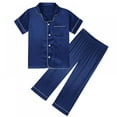 thumbnail image 1 of Little Girls Boys Button Down Pajama Sets Kids Satin Silk Short Sleeve Sleepwear 4-14Y, 1 of 8