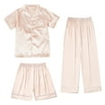 thumbnail image 1 of Little Girls Boys Button Down Pajama Sets Kids Satin Silk Short Sleeve Sleepwear 4-14Y, 1 of 2