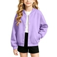 thumbnail image 1 of Little Girls Boys Long Sleeve Sweatshirt Snap Button Down with Side Pockets Loose Fit Soft Comfortable Casual Fall Outwear for Kids 4-15 Years, 1 of 7
