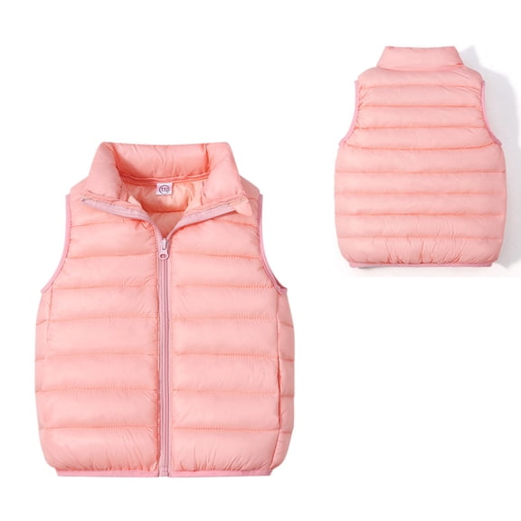 Little Girls Boys Puffer Vest Boys Vest Light Weight Down Vest with Zip Up Sleeveless Jacket Kids Winter Jacket 6-7 Years