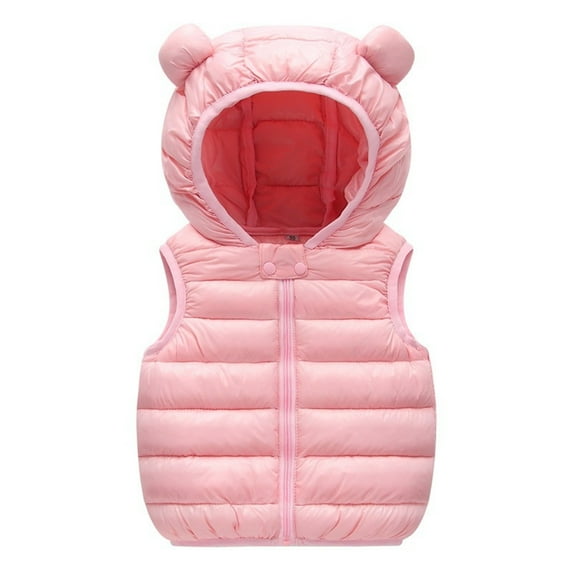 Little Girls Boys Puffer Vest Boys Winter Vest Cute Hooded Jackets with Pockets Sleeveless Lightweight Jacket Winter Warm Outerwear for Little Boys 12-15 Years