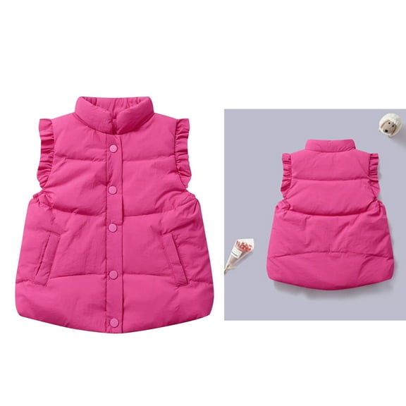 Little Girls Boys Puffer Vest Boys Winter Vest Lightweight Water-Resistant Button Down Cute Jackets Sleeveless Child Winter Vest 3-4 Years