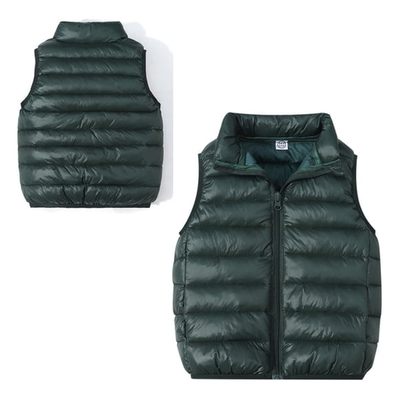 Little Girls Boys Puffer Vest Boys Winter Vest Stand Collar Lightweight Water-Resistant Zip Up Cute Jacket Sleeveless Child Puffer Jacket 8-9 Years