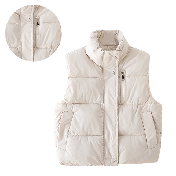 Little Girls Boys Puffer Vest Girls Vest Stand Collar Lightweight Water-Resistant Zip Up Cute Jackets with Sleeveless Outerwear Vests 18-24 Months