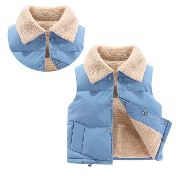 Little Girls Boys Puffer Vest Toddler Girls Winter Vest Lightweight Water-Resistant Button Down Cute Vest Sleeveless Outerwear Vests 18-24 Months