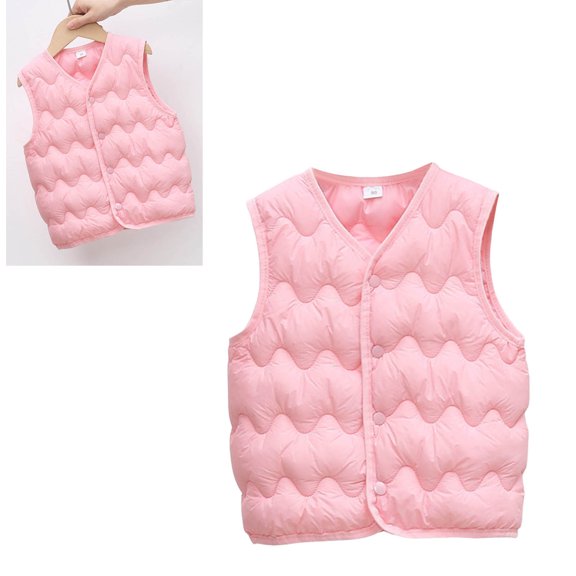 Little Girls Boys Puffer Vest Toddler Winter Vest Lightweight Button Down Sleeveless Jacket Winter Down Vest 1-2 Years