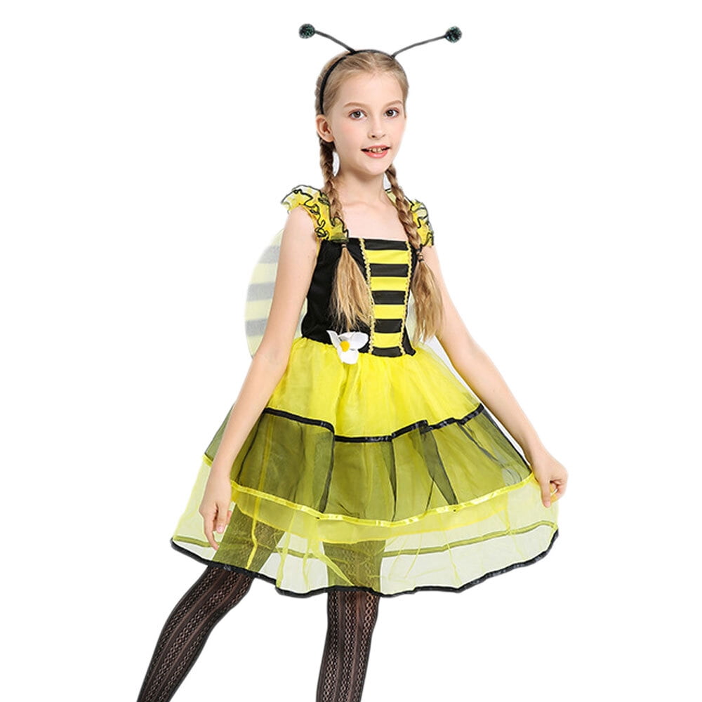 Little Girls Bumble Bee Costume Dress Halloween Princess w/Accessories