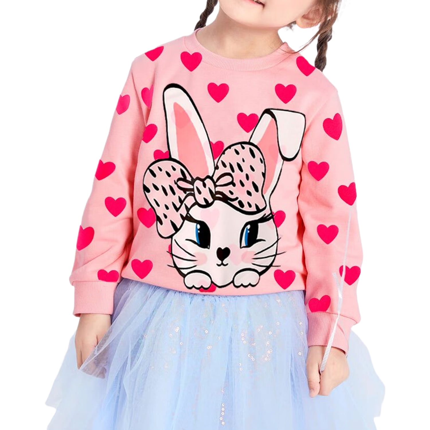 Little Girls Bunny Pullover Cotton Sweatshirt Casual Toddler Rabbit ...