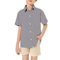 thumbnail image 1 of Little Girls' Button Down Shirts Short Sleeve Grey Shirt Boys Formal Shirt Boy Shirts Size 5-6 Years, 1 of 6