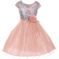 thumbnail image 1 of Little Girls Cap Sleeve Flower Shaped Sequin Top Tulle Special Occasion Flower Girl Dress Blush 4 (J21KS16), 1 of 4