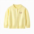 thumbnail image 1 of HCNTES Little Girls Cardigan Knitted Button-Down Long Sleeve Crewneck Sweater Cardigan Kids Winter Jacket(3-4 Years,G14-Yellow), 1 of 7