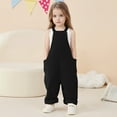 thumbnail image 1 of Little Girls Casual Sleeveless Jumpsuits Comfortable Black Rompers with Pockets Spring Summer Romper Girls Romper Size 5-6 Years, 1 of 9