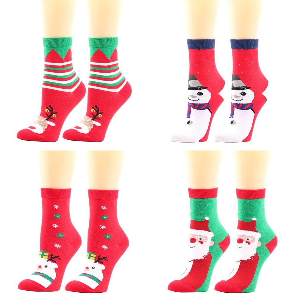 Little Girls Christmas Socks Cartoon Elk Pattern Christmas Stockings ...