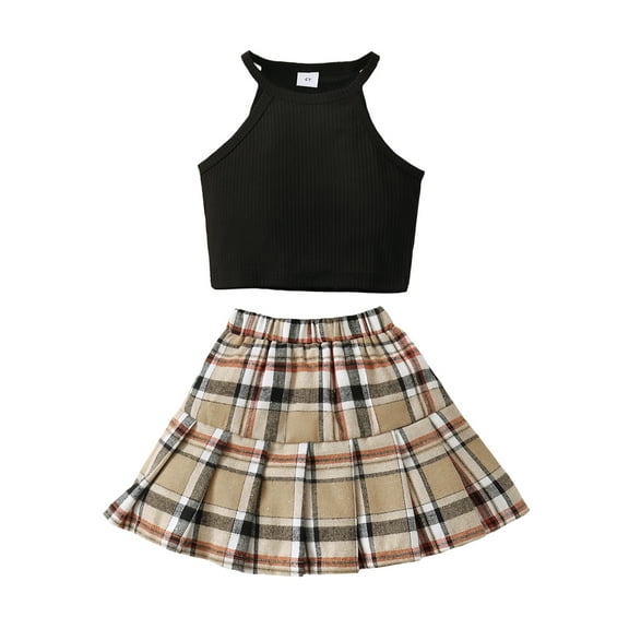 Little Girls Clothes 6T Girls Outfits 6T Girls Sleeveless Top Skirt 2PCS Summer Clothing Set Black