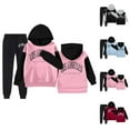 thumbnail image 1 of Little Girls Clothes Girls' Clothing Sets Girls' Autumn And Winter Letter Printed Pocket Round Neck Long Sleeved Pants Hooded Sweatshirt Set, 1 of 6