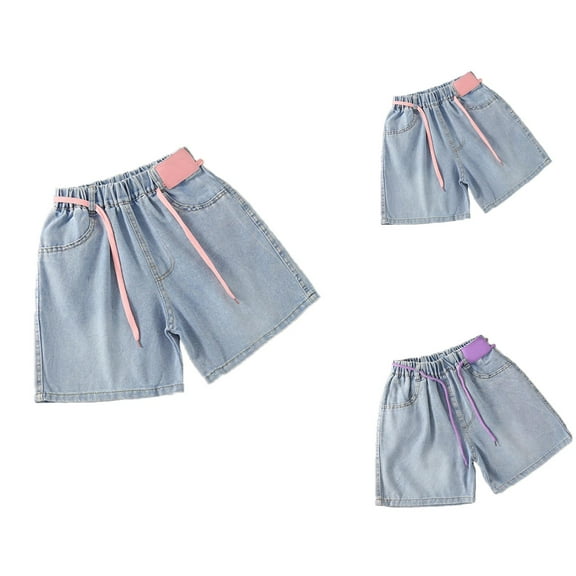 Little Girls Clothes Girls Pants Girls Denim Shorts With Elastic Waist Summer Short Ripped Jeans With Pockets Children's Shorts
