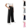 thumbnail image 1 of Little Girls Clothes Girls Pants Girls Sweatpants Drawstring Wide Leg Loose Teen Sweat Pants Cargo Side Striped Casual Pants With Pockets 6 14Y, 1 of 9
